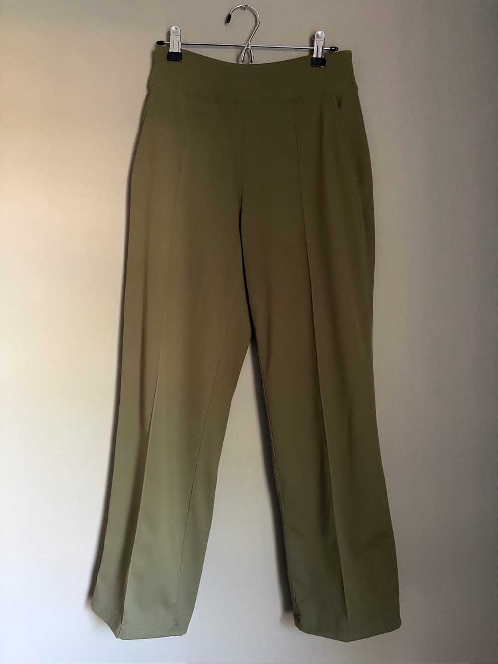 Kit & Ace On Repeat Pintuck Trousers Olive Green Performance Pants Straight Leg